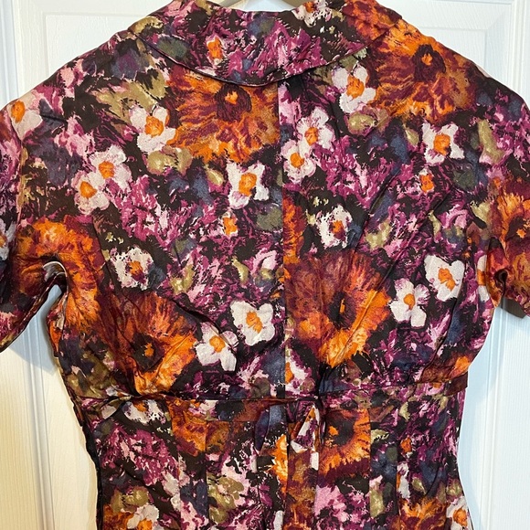 VTG 50s/60s floral dress in warm tones sz M - Picture 10 of 12